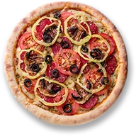 delicious Italian pizza with tomato olives